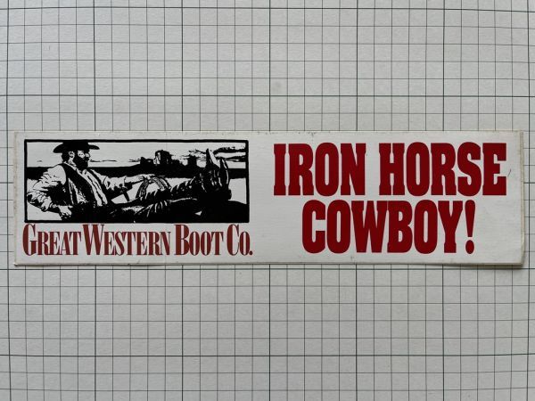 【大きめサイズ】古い外国のステッカー： IRON HORSE COWBOY フランス デザイン 広告 ビンテージ +Ag_画像1