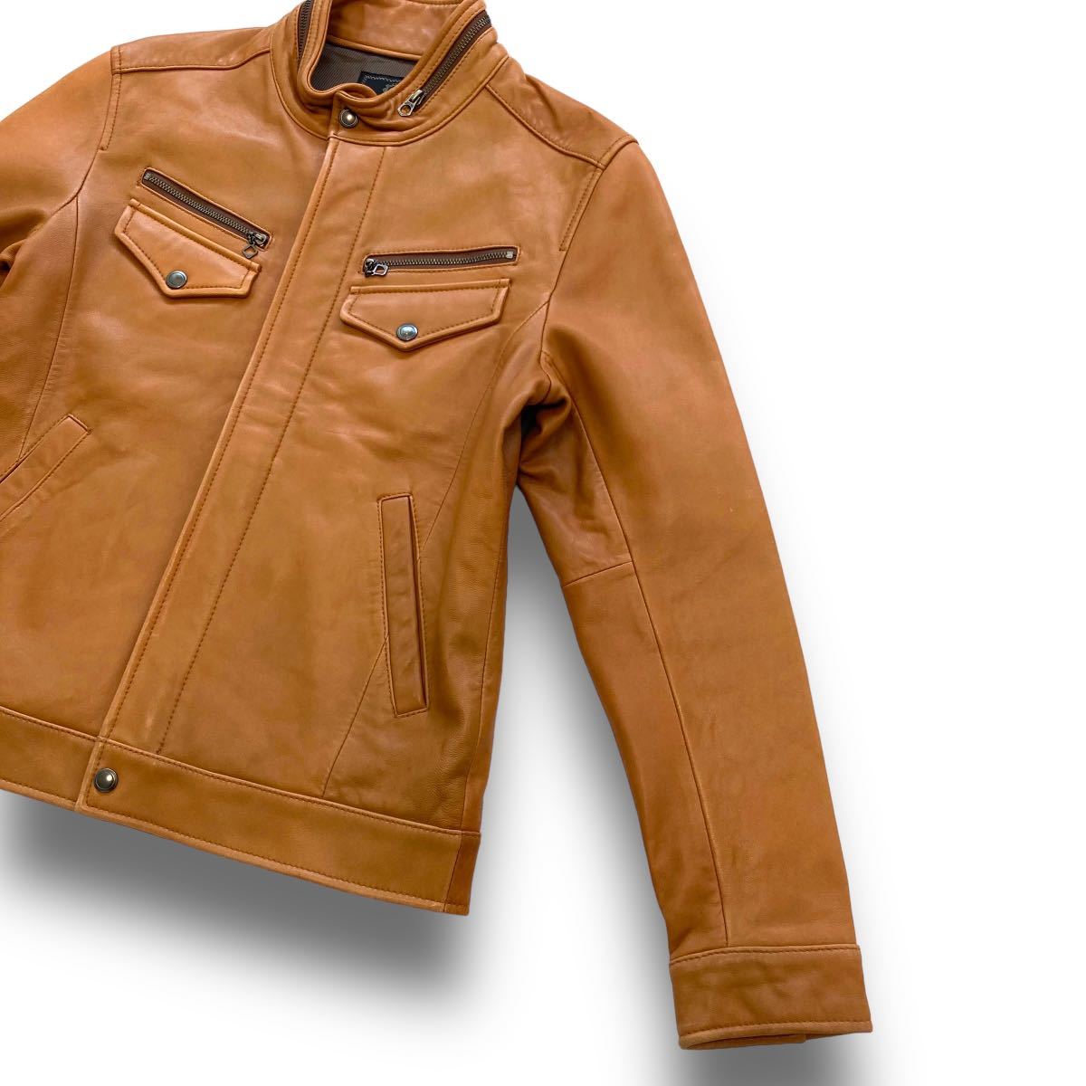 MEN'S BIGI メンズビギ 羊革 ラムレザー ジャケット レザー キャメル