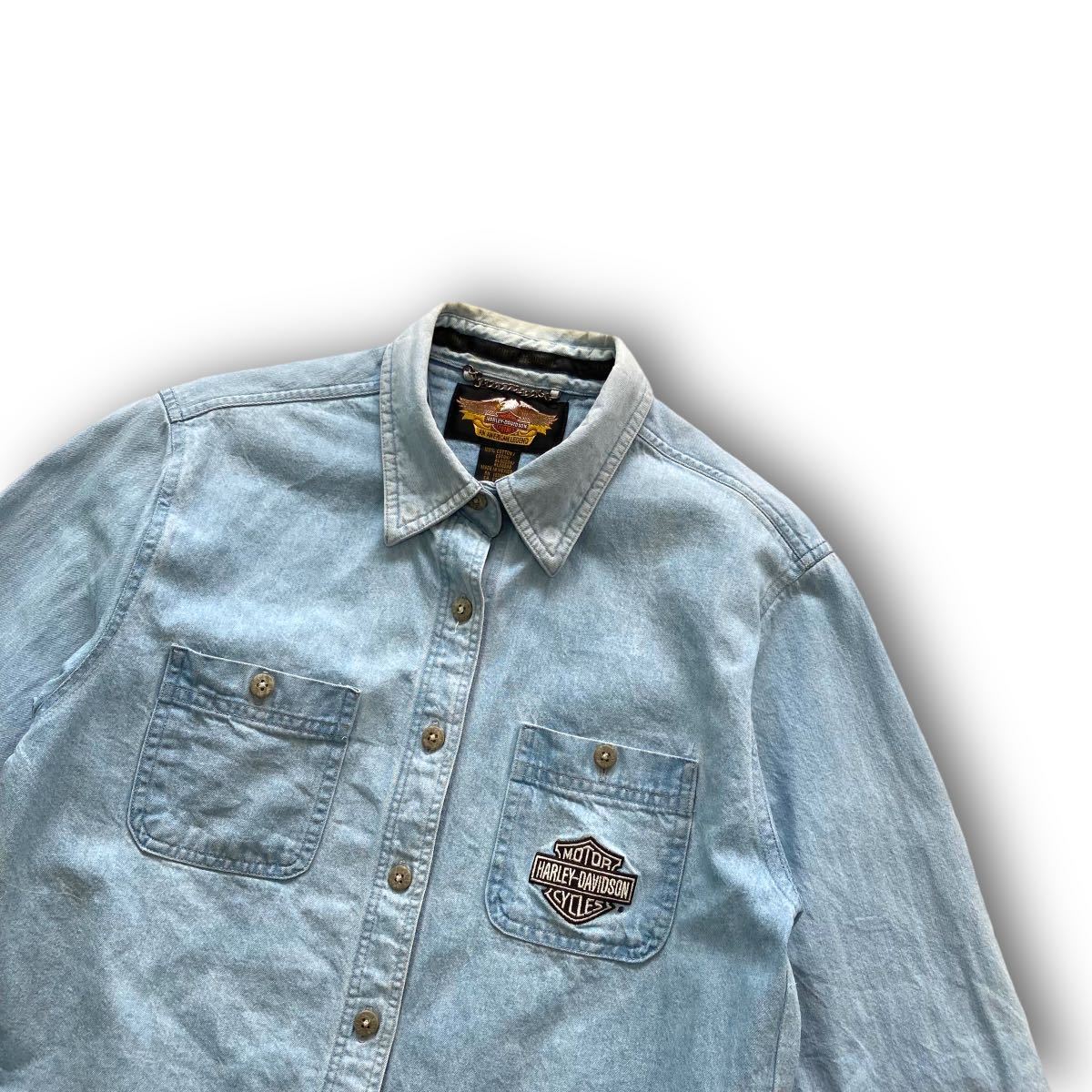 HARLEY-DAVIDSON】ハーレーダビッドソン 刺繍デニムシャツ DENIM HARLEY-DAVIDSON】ハーレーダビッドソン 刺繍デニムシャツ DENIM