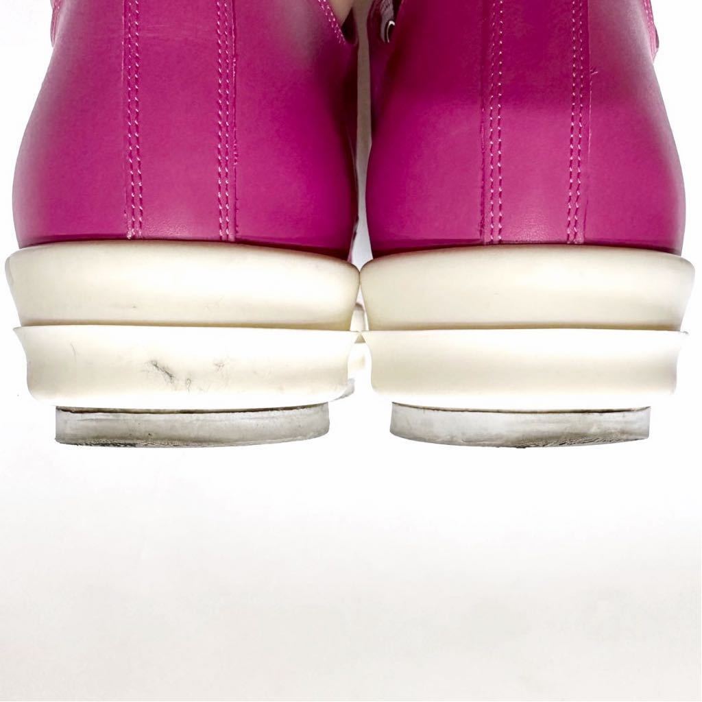 希少 Rick Owens リックオウエンス ラモーンズ レザー 41 ピンクスニーカー ローカット ジオバス leather Low Sneaker pink ダークシャドウ_画像6