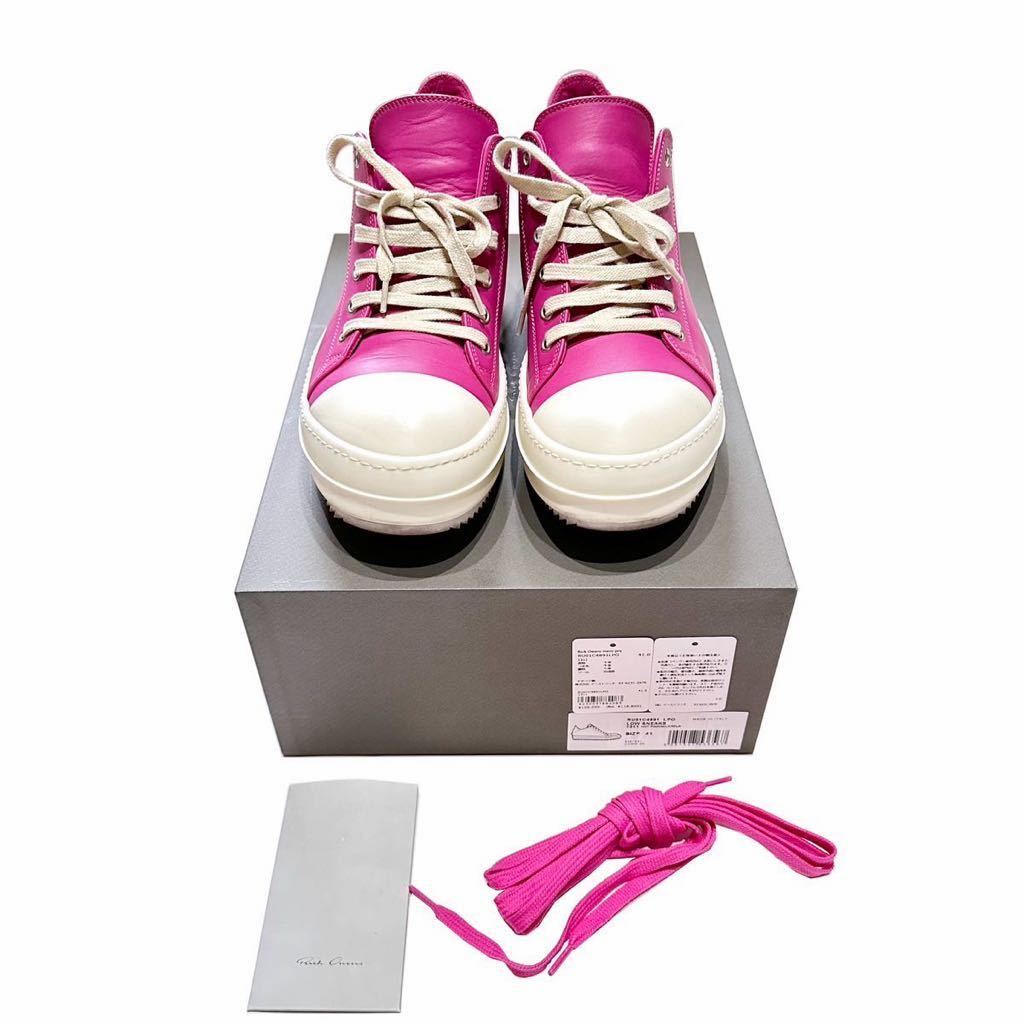 希少 Rick Owens リックオウエンス ラモーンズ レザー 41 ピンクスニーカー ローカット ジオバス leather Low Sneaker pink ダークシャドウ