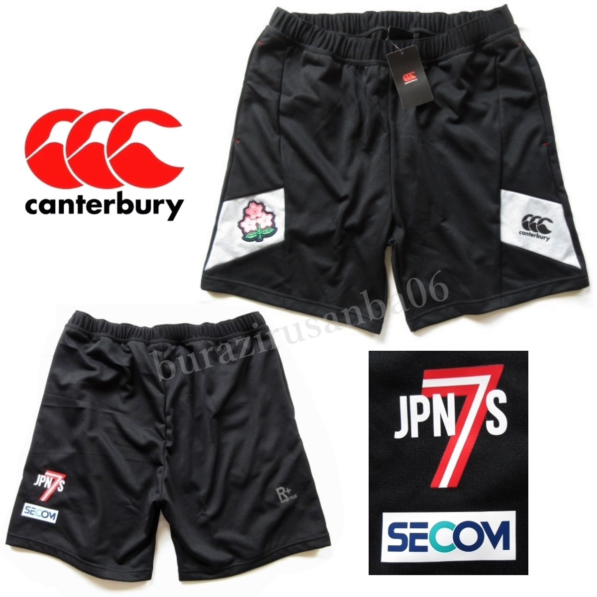  men's L* unused regular price 9,350 jpy canterbury rugby seven z Japan representative model sweat long shorts shorts black R20026SW