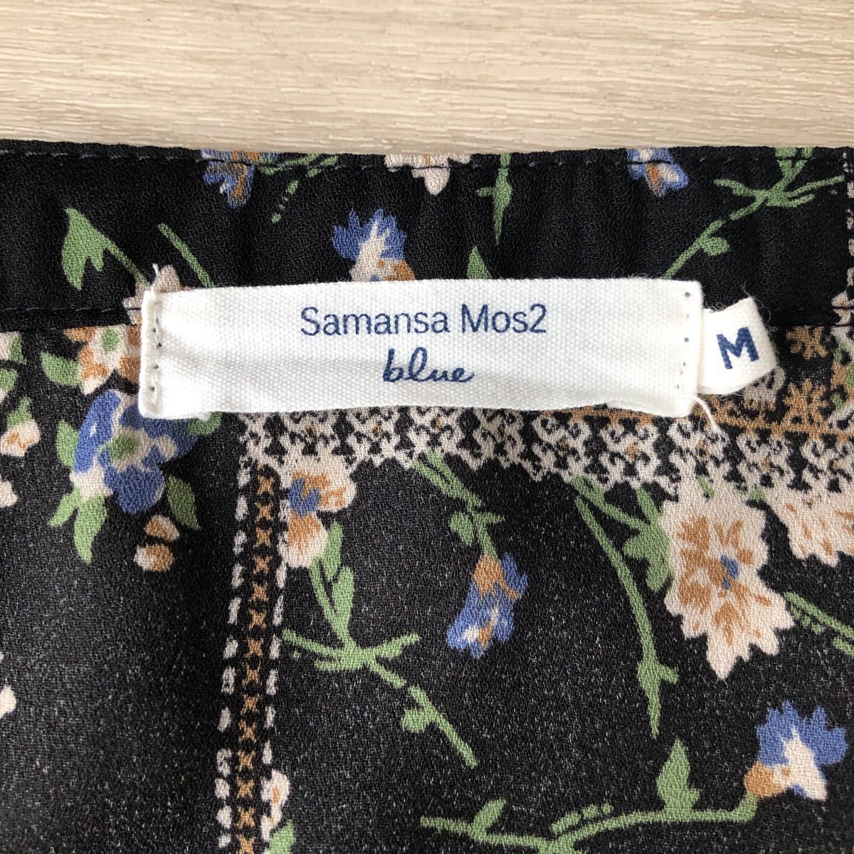 Samansa Mos2blue セットアップ花柄2ピース 五分袖チュニック&スカート ほぼ未使用 Mサイズ 上下揃い