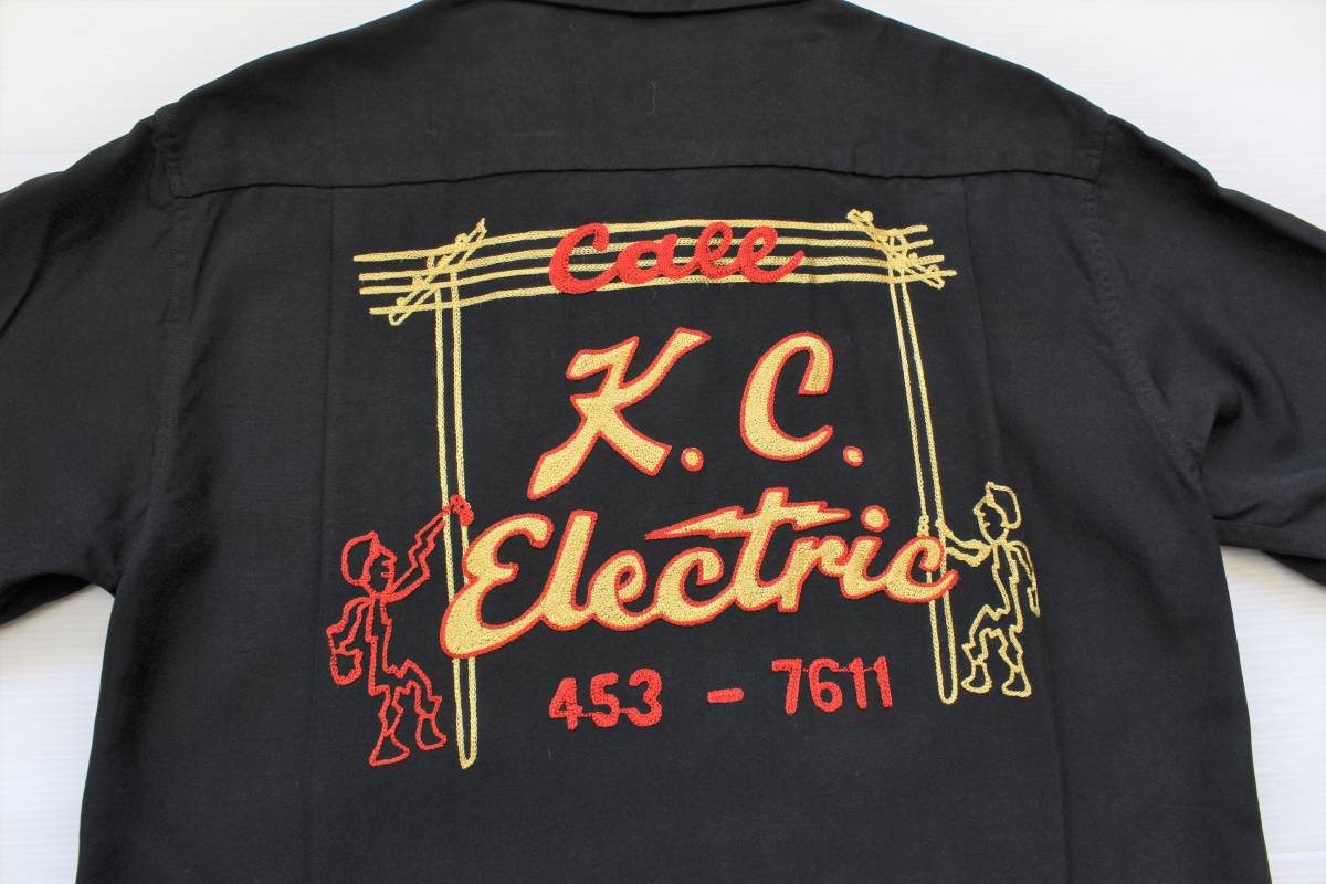 YSS10東洋Mボーリングシャツ エレクトリックElectric日本製 スタイルアイズ 電柱 電線K.C半袖 シャツStyle Eyes黒色