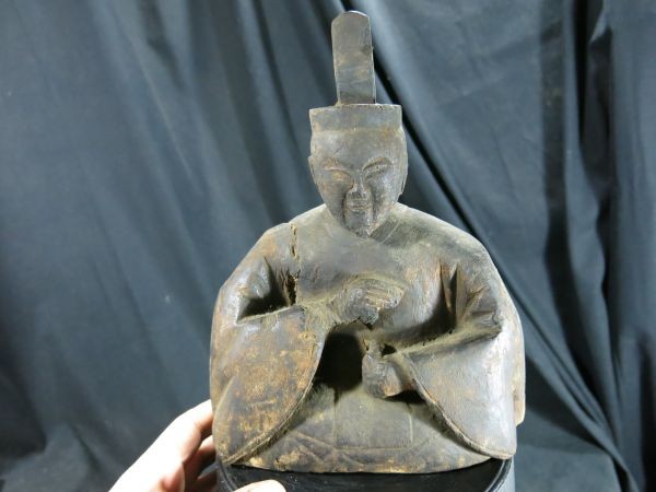 A 男神像 室町時代 木彫 神道 崇拝 信仰 神木 彫刻 神社 仏教 仏像 