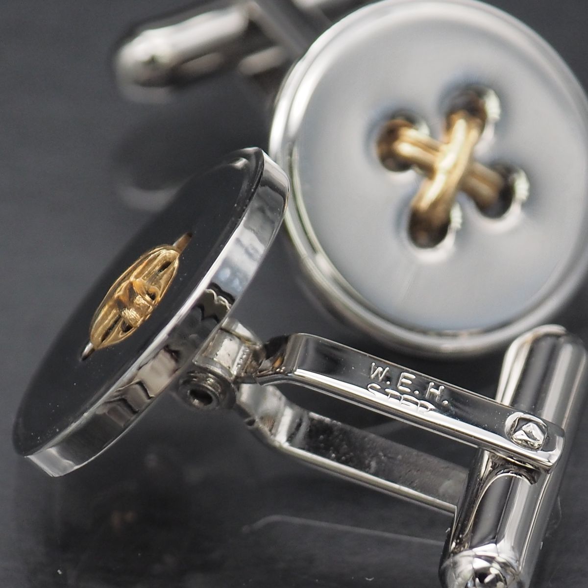 A448 ヴィンテージ WEH 14K&STER刻印 カフスボタン ボタン A448 ヴィンテージ WEH 14K&STER刻印 カフスボタン ボタン
