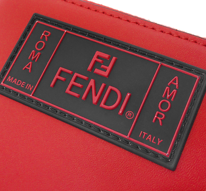 売上最安値 【送料無料 美品】 フェンディ FENDI ラウンドファスナー 二つ折り財布 ROMA レザー レッド ブラック メンズ レディース コンパクト ミニ