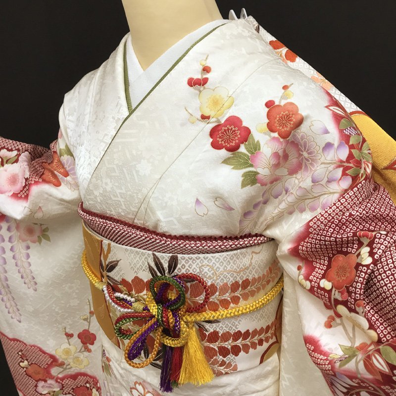 ◎古典柄 振袖 金銀彩 手毬梅笹桜藤菊牡丹 成人式 結婚式◎美品 304z2