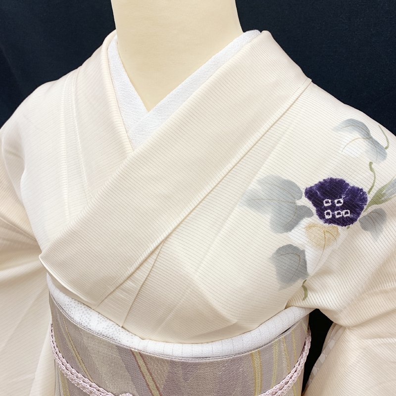 逸品○池田重子 夏物 訪問着 朝顔 絞り 薄香色 金彩 絽○美品 304mh86