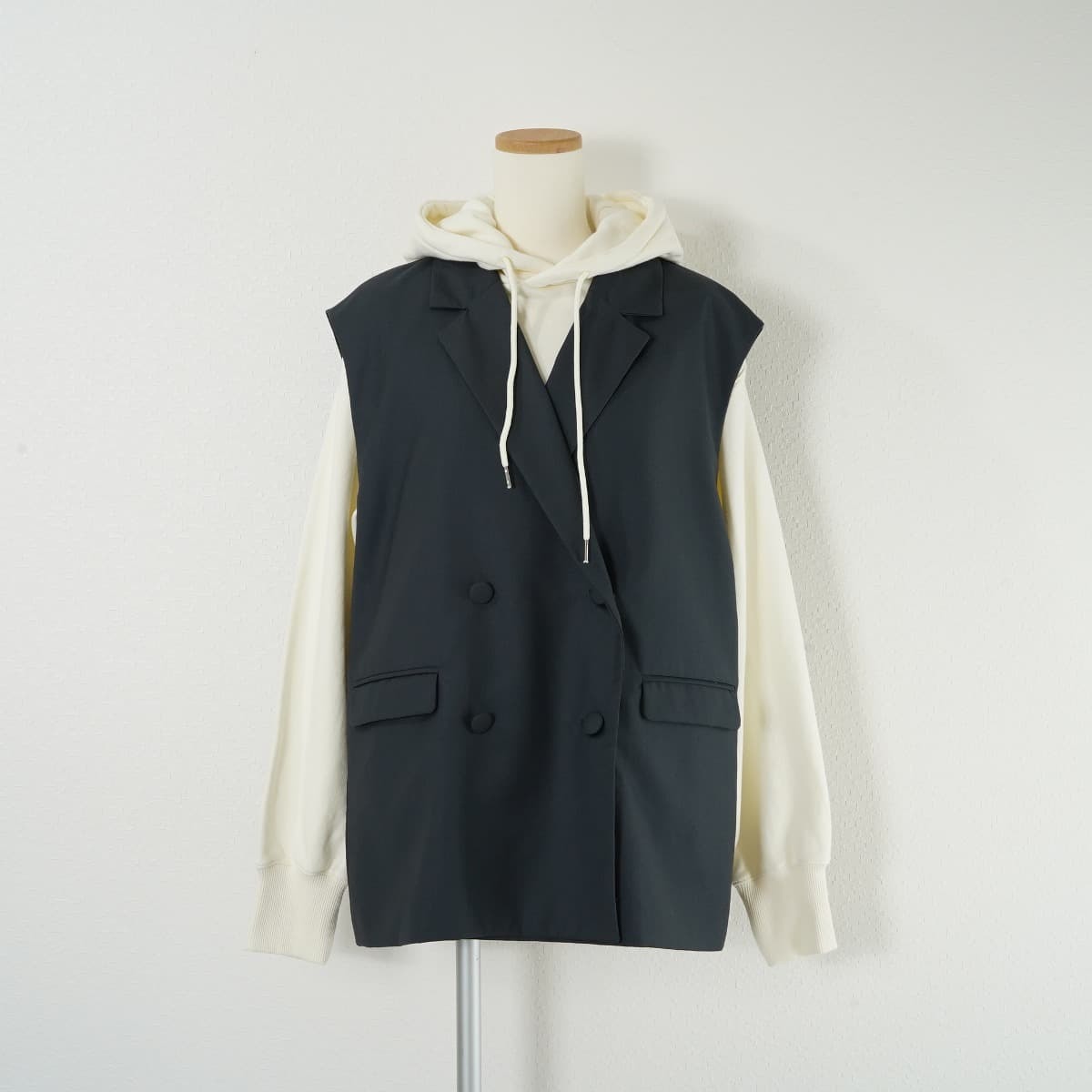 AMERI アメリ MUTUALLY HOODIE WITH VEST スウェットパーカー ベスト セットアップ 長袖 ダブル 前開き_画像1