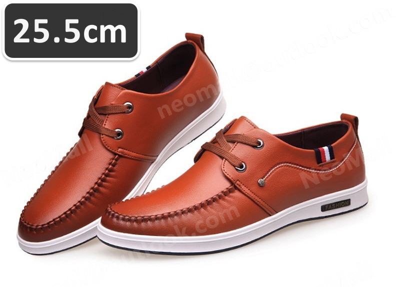 メンズ カジュアル スニーカー ブラウン サイズ 25.5cm 革靴 靴 カジュアル 屈曲性 通勤 軽量 インポート品【n043】