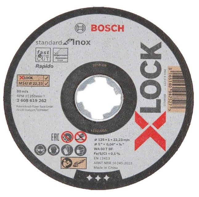 ボッシュ X-LOCK 切断砥石 10枚入 2 608 619 267 スタンダード ステンレス用 2608619267 外径125mm 最高使用周速度80m/s BOSCH_画像1
