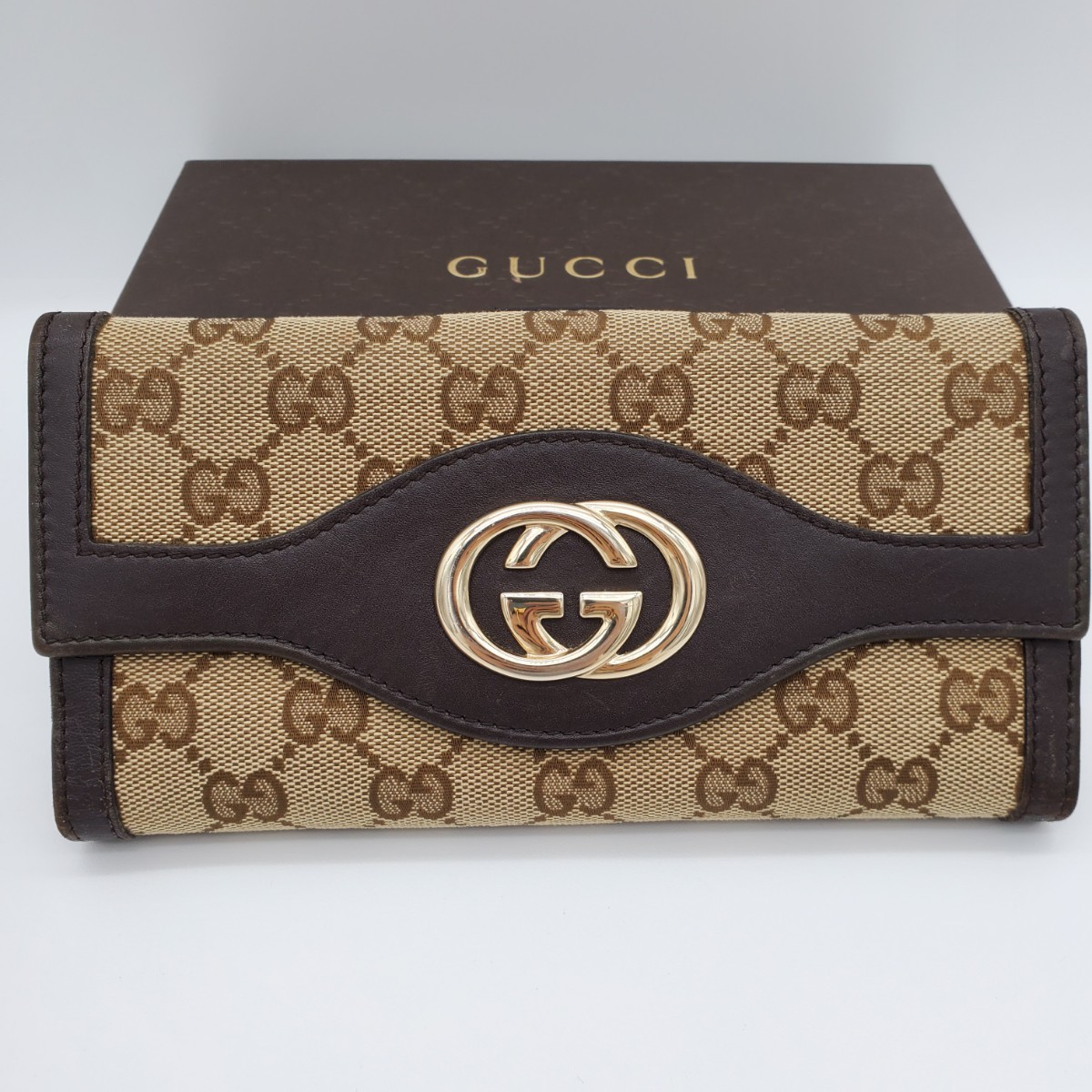 新品 GUCCI グッチ 長財布 GG柄 GGキャンバス 黒 ブラック ロゴ金具-