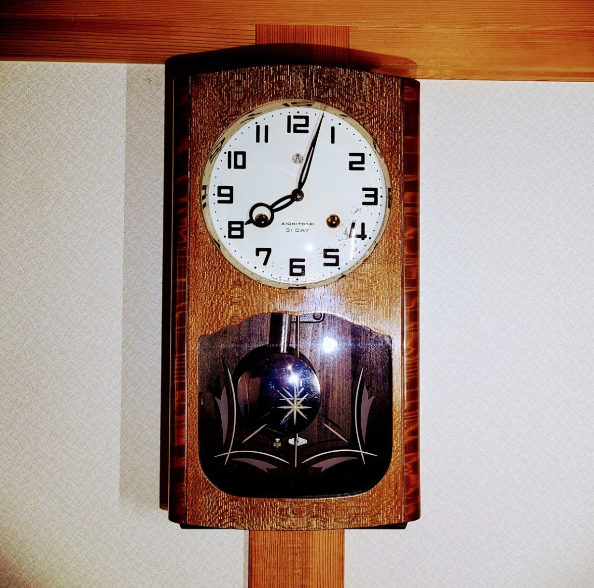 精工舎 筋硝子 柱時計 ゼンマイ ボンボン アンティーク 掛時計 古時計