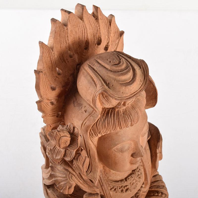 仏教美術 香木 白檀彫刻 観音菩薩像 仏像 置物 V R4991B