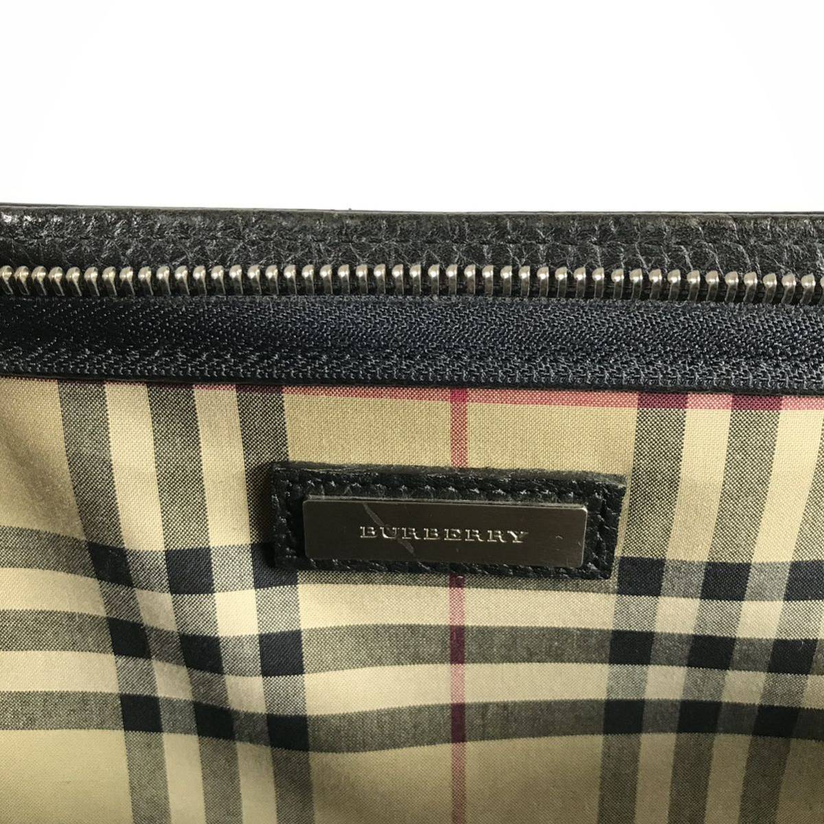 【バーバリー】本物 BURBERRY ビジネスバッグ 黒色系 ブリーフケース 書類かばん 内側 チェック柄 本革 レザー 男性用 メンズ_画像10