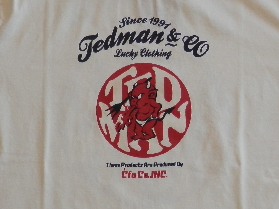 テッドマン／TEDMAN／XLサイズ／半袖Ｔシャツ／TDSS-560／オフホワイト／エフ商会／新品／送料無料／アメカジ／バイカー_画像3