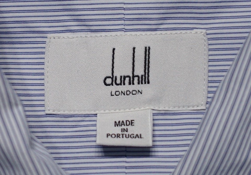 定価10万 使用僅か 極美品 dunhill ダンヒル ストライプ パフォーマンス ジップシャツ ホワイト×ブルー コットンポリエステル メンズ M_画像4