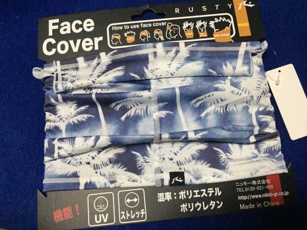 新品 RUSTY 多機能フェイスカバー、紫外線、日焼け防止、フェイスマスク、ヘアバンド、ネックガード、アウトドア、釣り、キャンプ他_画像1