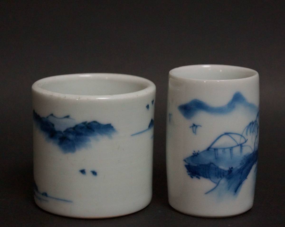 ☆時代物☆染付 巾筒 蓋置 2点☆煎茶道具☆ 陶芸 | brpoolservice.com