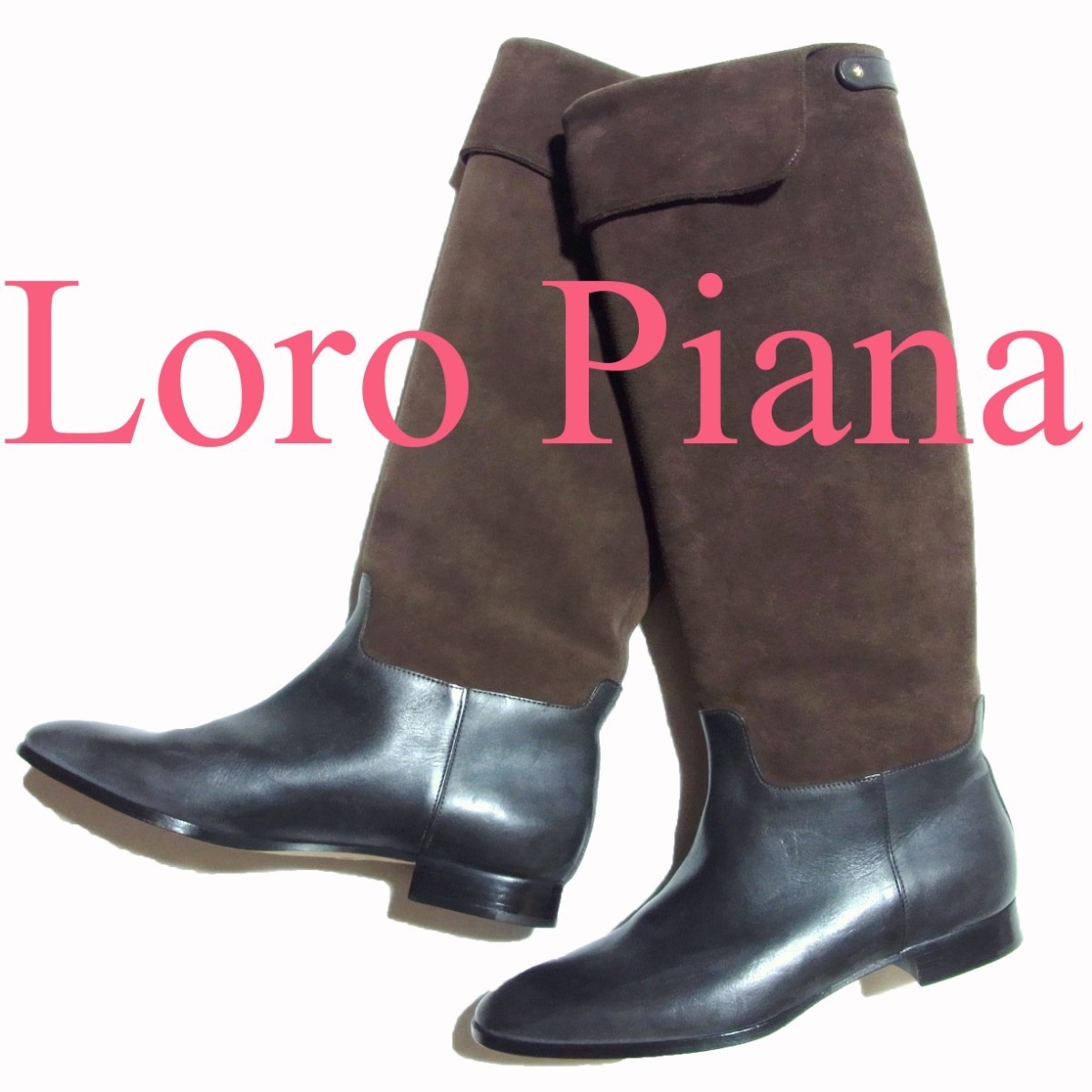 新品同様 Loro Piana ロロピアーナ スウェード 切替 レザー ロング