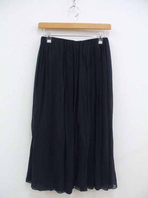 ASCIARI シルクギャザースカート サイズ1 ロングスカート ネイビー レディース アシャーリ 1-0428M 173684_画像1