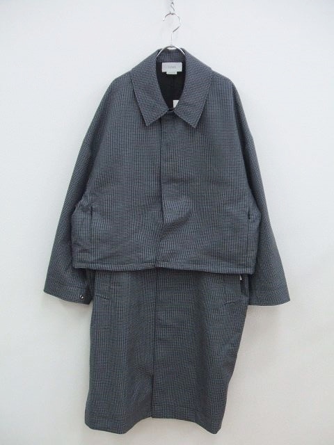 YOKE FIVE COLORS PLAID WOOL 3WAY BAL COLLAR SHARE COAT GREY PLAID