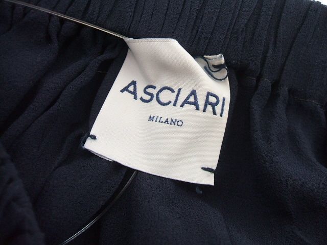 ASCIARI シルクギャザースカート サイズ1 ロングスカート ネイビー レディース アシャーリ 1-0428M 173684_画像3
