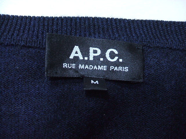 A.P.C. 比翼ボタン カーディガン ネイビー サイズM レディース アーペーセー 1-1001T 174979_画像3