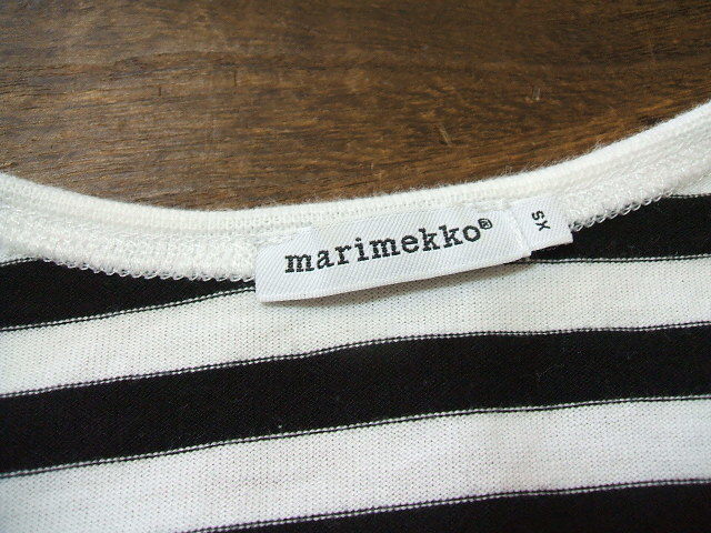 marimekko 長袖ボーダー ワンピース ホワイト ブラック サイズXS レディース マリメッコ 1-1024T 182077_画像3