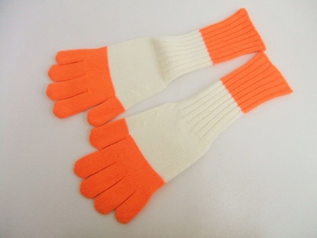 EZ DO by EACH TIME 新品 Border Gloves サイズM 手袋 オレンジ ホワイト イーチタイム 1-0311T F83035_画像1