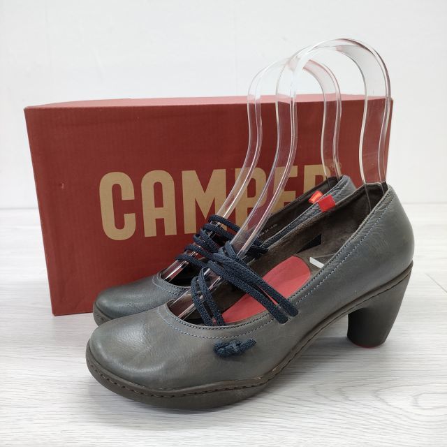 CAMPER Peu Nara ヒール レザー パンプス チャコールグレー カンペール 3-0417G 214446_画像5