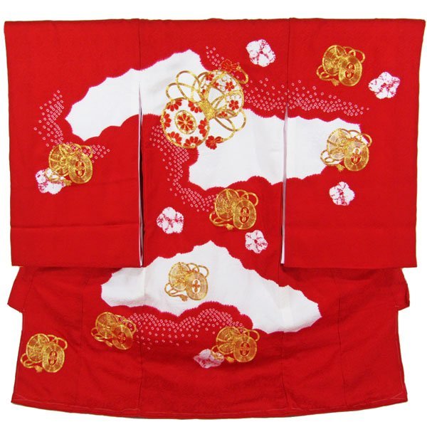 生まれのブランドで [京の舞姿]女の子 お宮参り着物（産着）nogi02 赤 和服、祝着