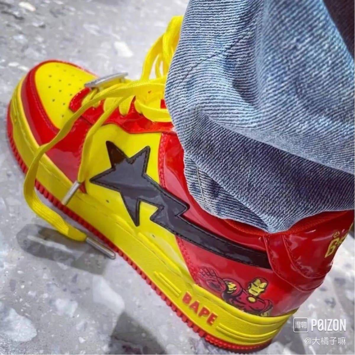 28cm BAPE X MARVEL コラボ IRON MAN STA US10 1I73-191-902