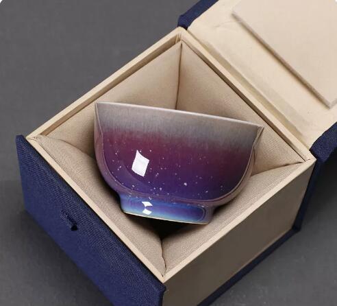 新品 　茶器　茶道具　工夫茶器　お茶を飲む　　笠形　湯飲み　セラミック　　紫のグラデーション　B型