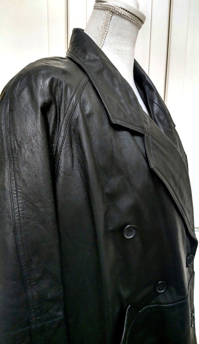 【極上美品】本物MELVIL 牛革レザー ビジネステーラードジャケット 黒 L
