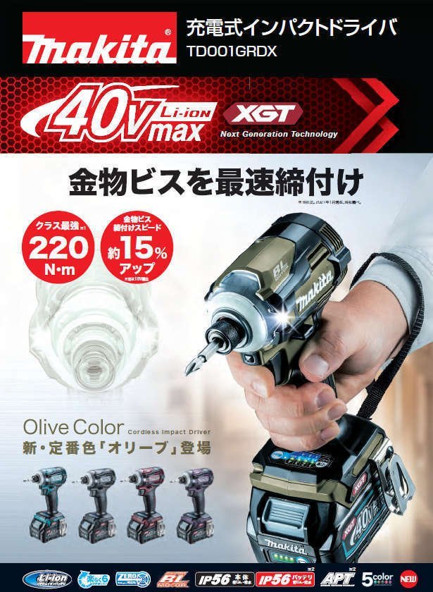 マキタ makita 40V max 充電式 インパクト ドライバ TD001GDXAR 赤 バッテリ BL4025 ×2本 充電器 DC40RA ケース付 電池 式 建築 大工 造作_40V max インパクト ドライバ TD001GDXAR