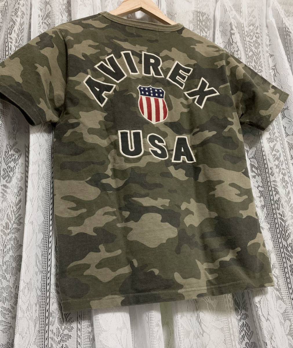 AVIREX アヴィレックス　USA 半袖　Tシャツ　カモフラ　刺繍ロゴ　Mサイズ_画像7