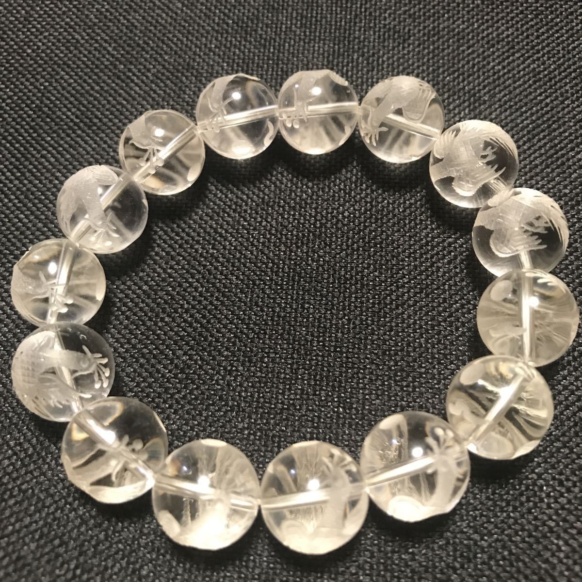大玉!鳳凰彫り水晶ブレスレット-