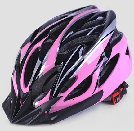 超軽量 自転車ヘルメット 流線型 ロードバイク MTB サイクリング 大人 男女兼用 ヘルメット フリーサイズ (ブラック&ピンク)_画像1