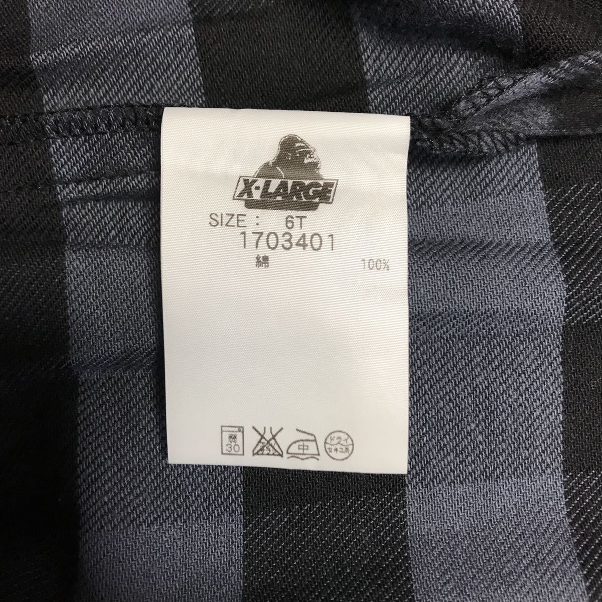 [ prompt decision old clothes ]X-LARGE KIDS/ XLarge Kids /BUFFALO PLAID SHIRT/ block check / black × gray /6T size / unused / tag attaching 