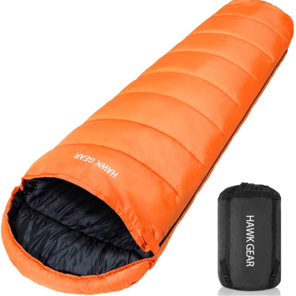 （ブルー）ホークギア★寝袋 シュラフ マミー型 キャンプ アウトドア -15度耐寒 コンパクト