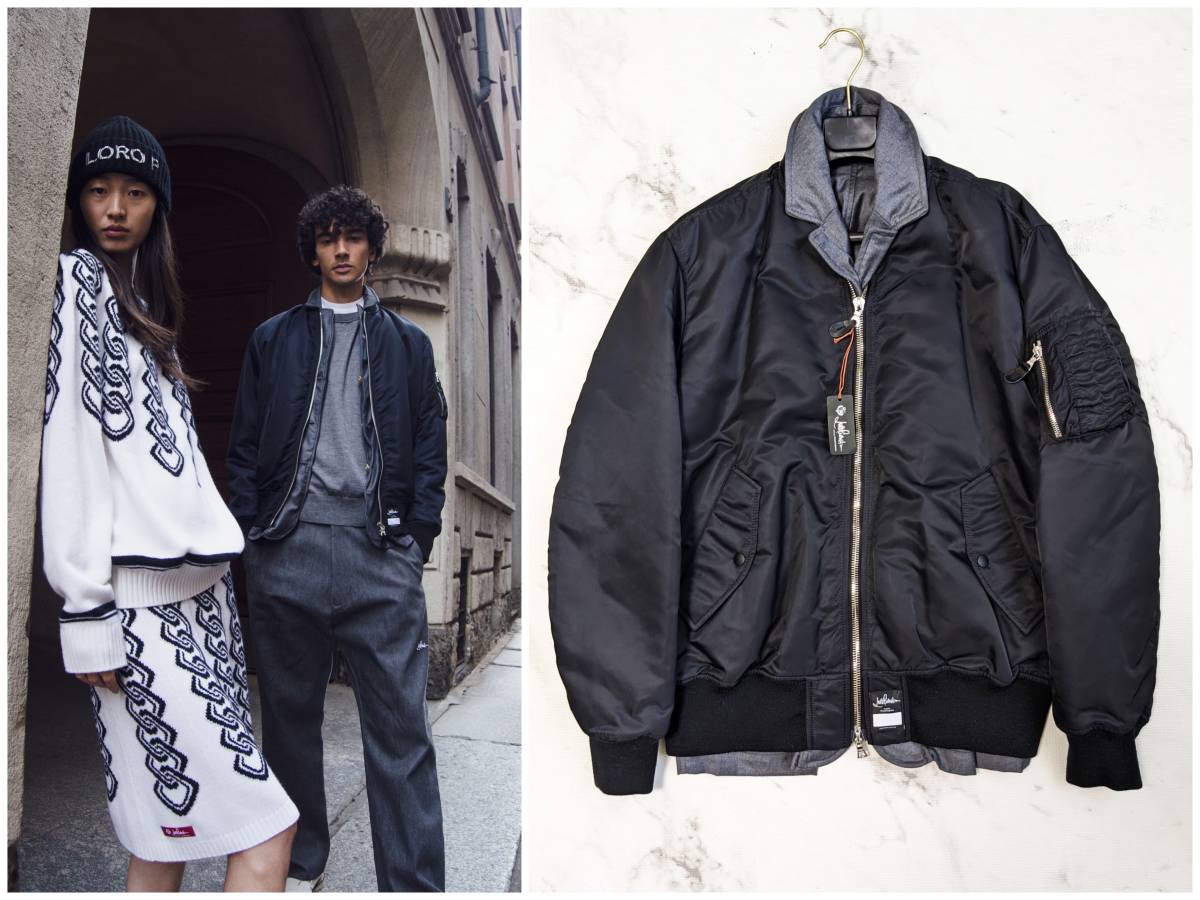 2021AW Loro Piana × Hiroshi Fujiwara MA-1×ブレザー 中綿入り リバーシブル ジャケット L 21AW  ロロピアーナ 藤原ヒロシ MA1