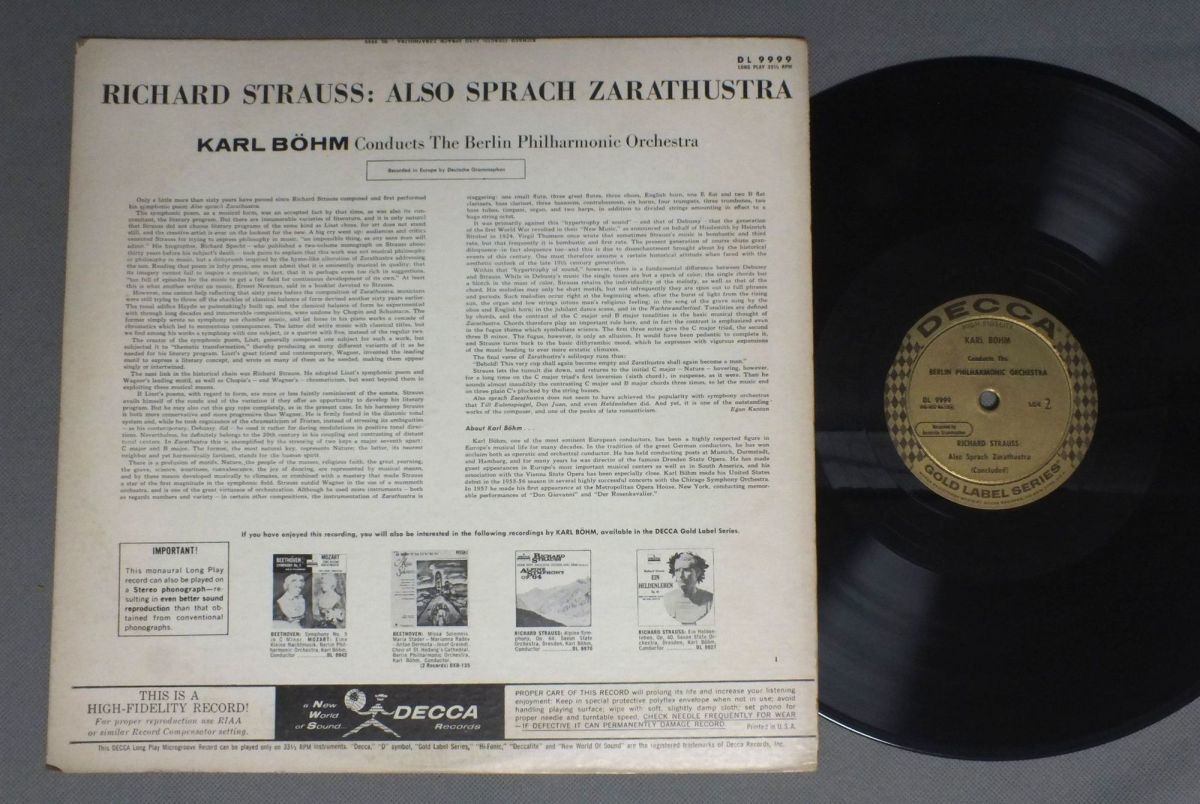 ●米LP BOHM - BERLIN PHIL./STRAUSS - ALSO SPRACH ZARATHUSTRA●の画像2