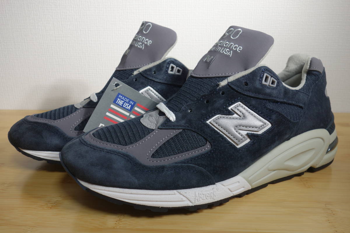 未使用 New Balance M990NV2 27.5cm 紺 NAVY スエード USA 990 991 992 993 995 996 997 998 1300 1400 1500 GY UK ENGLAND 廃番 限定