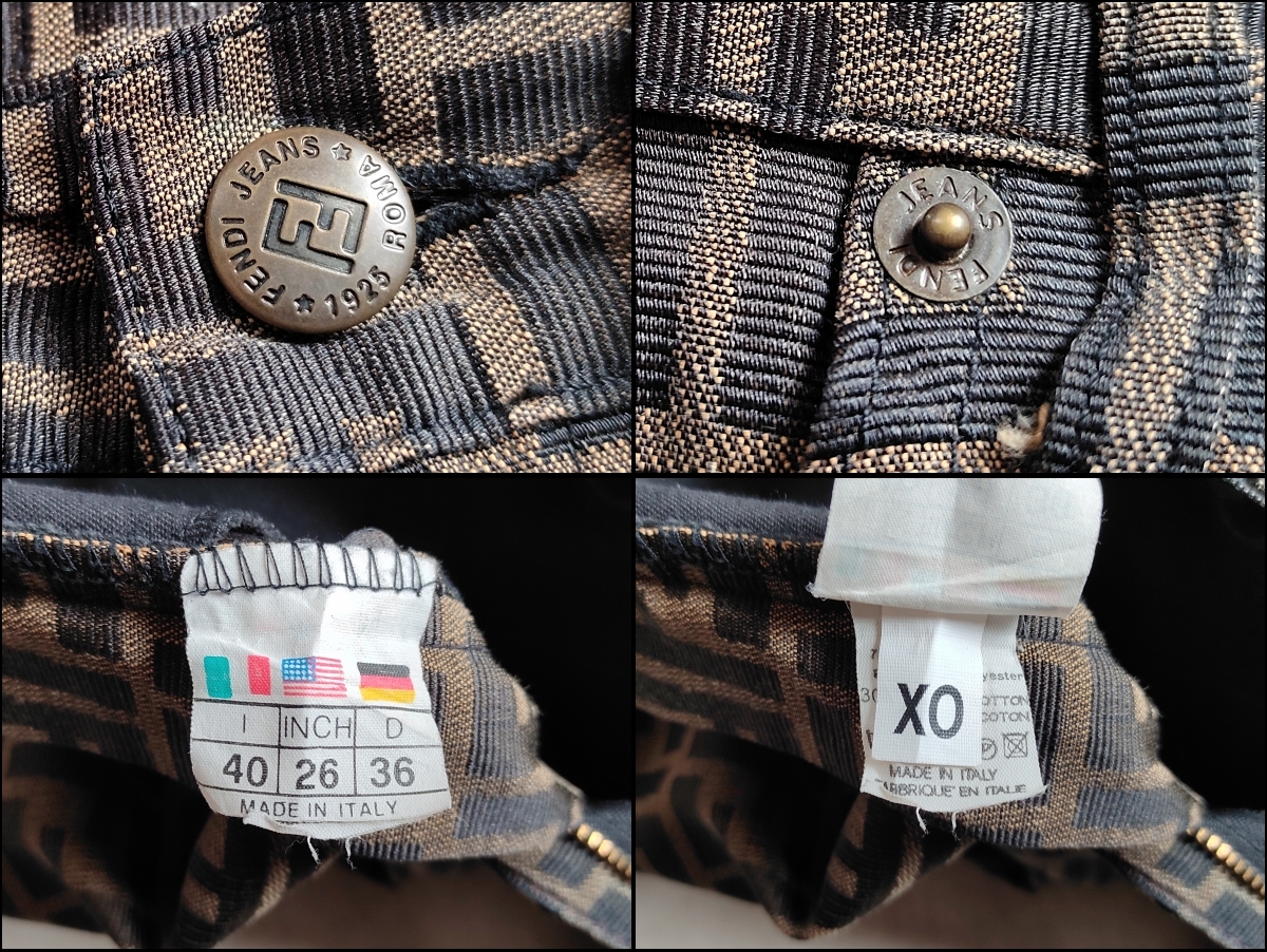 ビンテージ 美品 FENDI JEANS フェンディ ジーンズ パンツ ズッカ柄 総