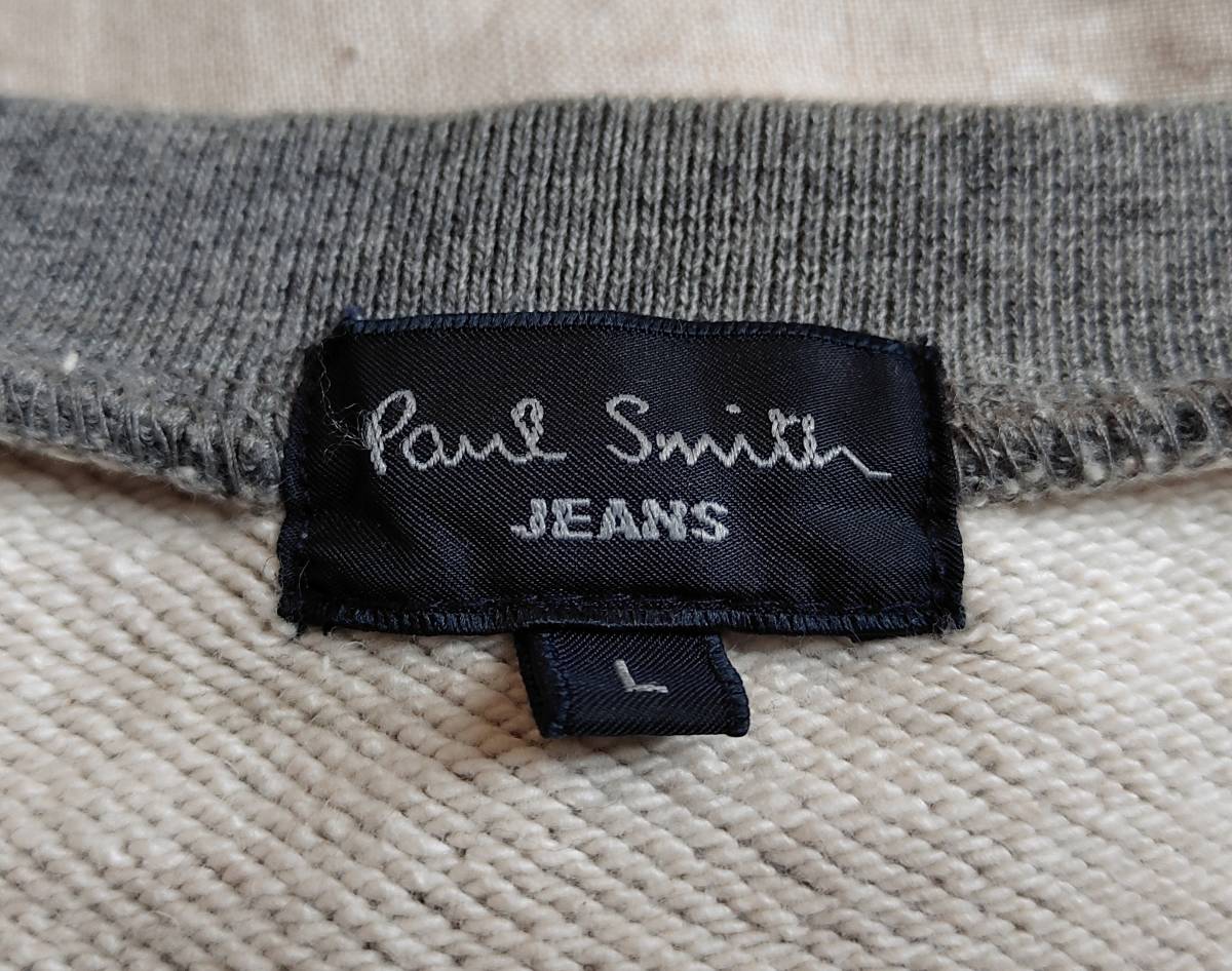 美品 Paul Smith JEANS ポールスミス ジーンズ スウェット ドット プリント 変形ポケット プルオーバー グレー L トレーナー ★4_画像9