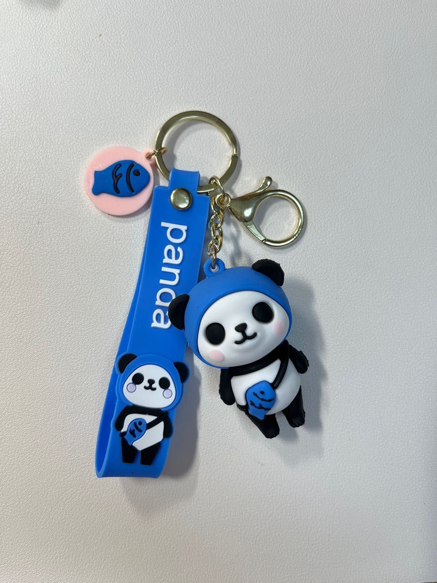 新品　可愛い　パンダ　キーホルダー　panda ブルー　