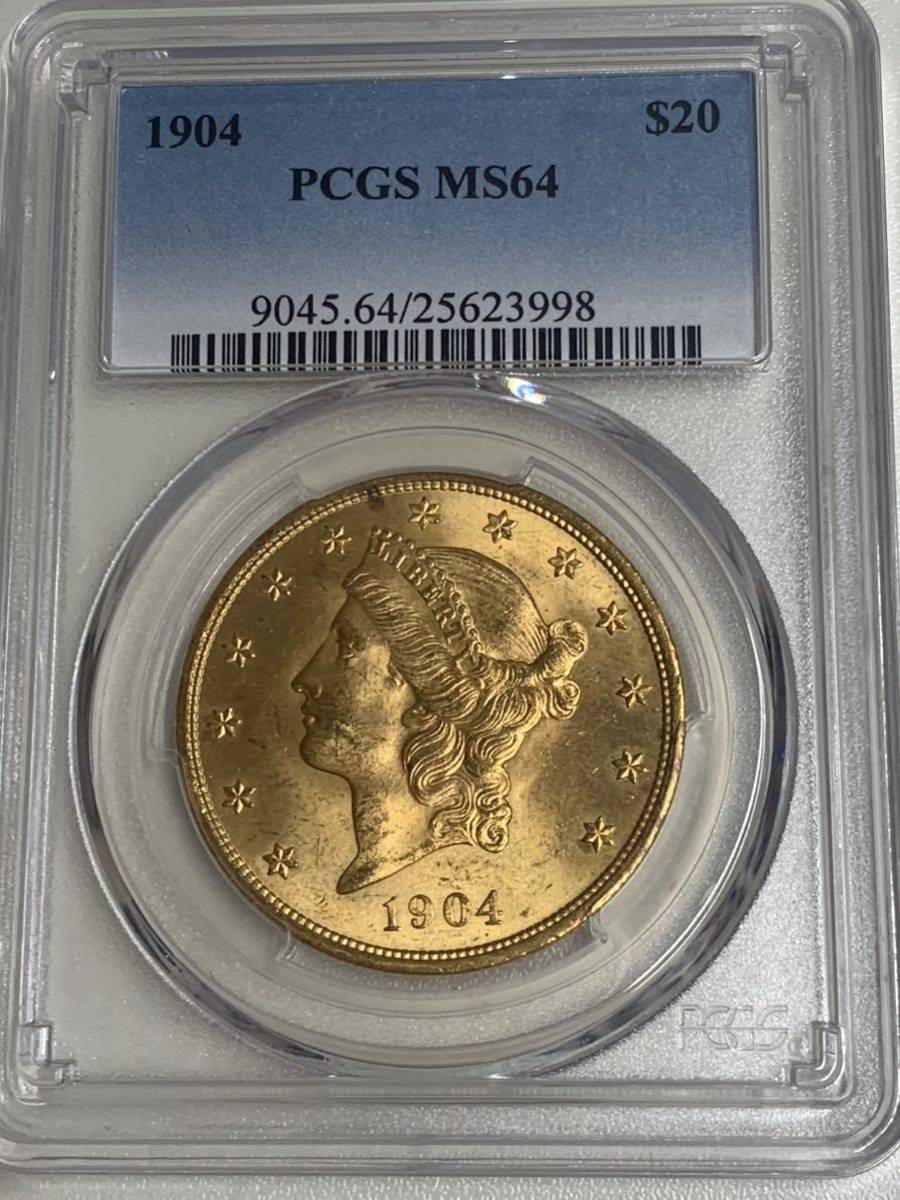 1904 America 20 dollar gold coin Liberty head double Eagle PCGS MS64 hobby. coin gold metal in fre measures property ..