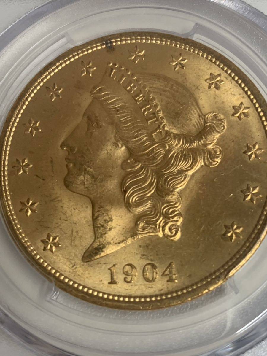 1904 America 20 dollar gold coin Liberty head double Eagle PCGS MS64 hobby. coin gold metal in fre measures property ..